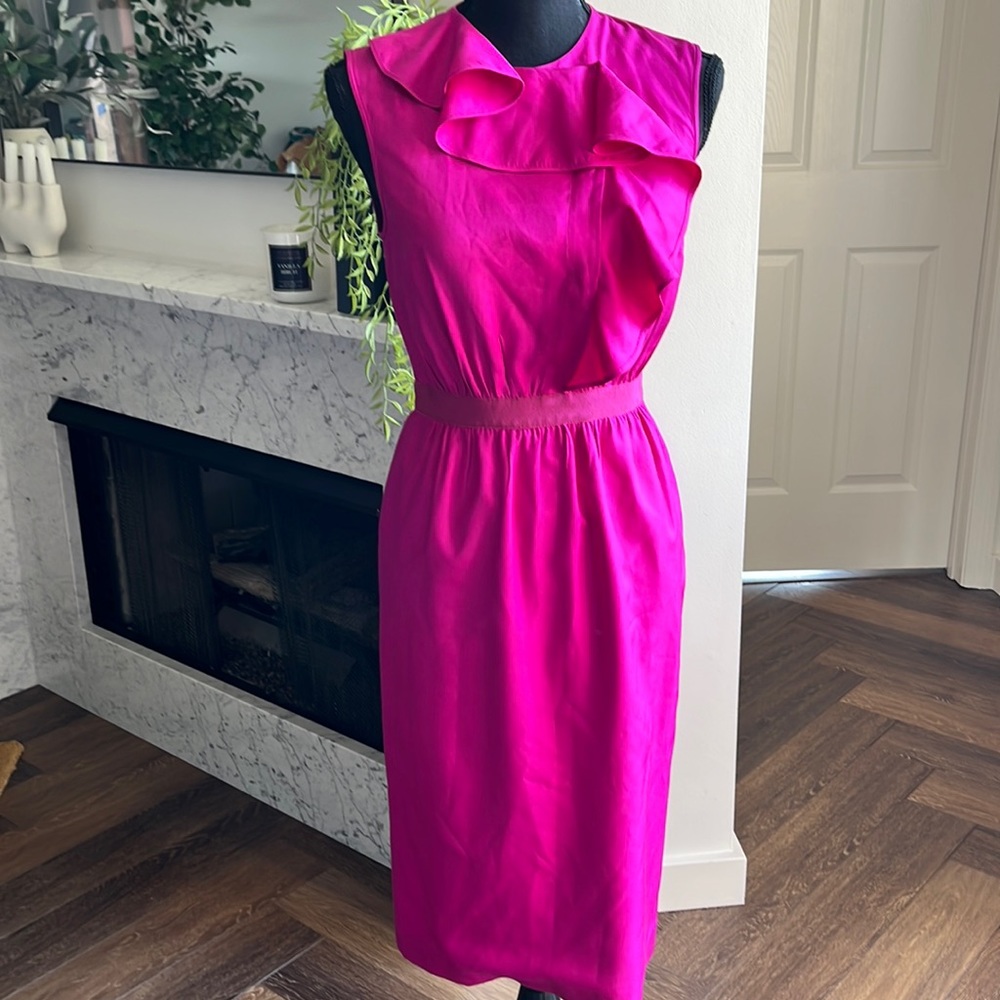 Giambattista Valli fuchsia ruffle front dress